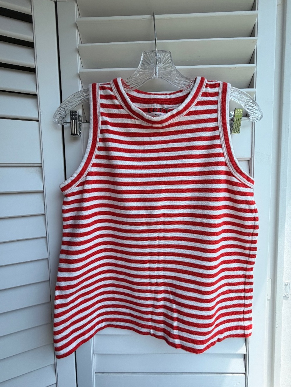 LOFT red and white striped tank top in small